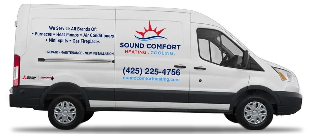 Sound Comfort Heating and Air Conditioning service van in Lake Stevens, WA